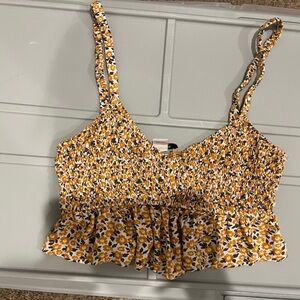 RSQ Floral Smocked Tank Top - Yellow and White